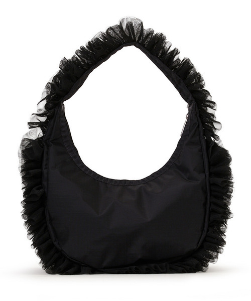 LeSportsac（レスポートサック）の「RUFFLE ZIP HOBO ブラックレースラッフル（ショルダーバッグ・レディース・ブラック・FREE）」の6枚目の写真