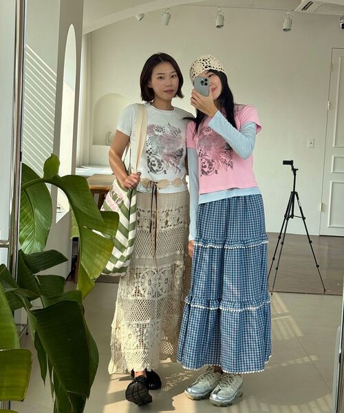 NAKED SURF CLUB(ネイキッドサーフクラブ)の「ダスティアートワークスリムTシャツ (ピンク)(Tシャツ/カットソー・レディース・その他・FREE)」の5枚目の写真