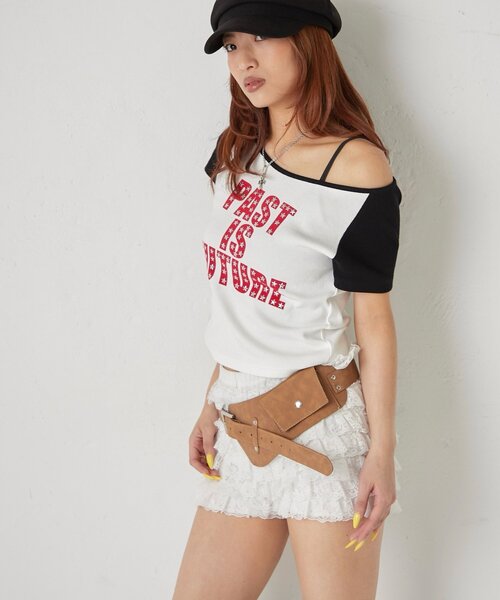 WHO'S WHO gallery(フーズフーギャラリー)の「スタースタッズラグラン半袖ロゴトップス(Tシャツ/カットソー・レディース・ブラック/サックスブルー/ピンク・FREE)」の13枚目の写真