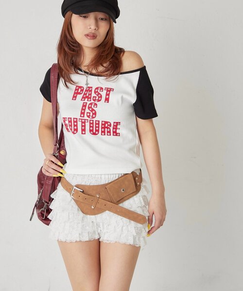 WHO'S WHO gallery(フーズフーギャラリー)の「スタースタッズラグラン半袖ロゴトップス(Tシャツ/カットソー・レディース・ブラック/サックスブルー/ピンク・FREE)」の15枚目の写真