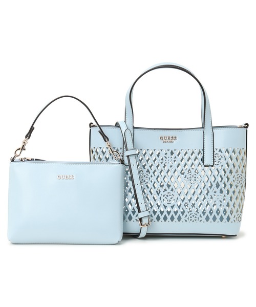 Guess(ゲス)の「LETTY 2 In 1 Mini Tote トートバッグ ミニトート ショルダーバッグ(トートバッグ・レディース・オフホワイト/ブラック/ライトブルー・ONE SIZE)」の22枚目の写真