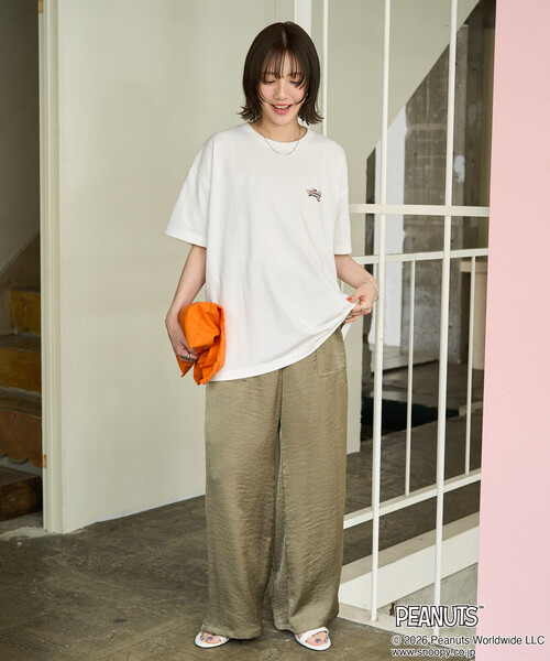 FREAK'S STORE（フリークスストア）の「限定展開　別注/SNOOPY/スヌーピー ポッププリント 半袖 Tシャツ（Tシャツ/カットソー・レディース・ブラック/グレー/オフホワイト・ﾌﾘ-）」の6枚目の写真