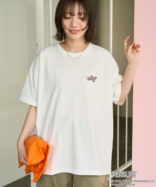 FREAK'S STORE（フリークスストア）の「限定展開　別注/SNOOPY/スヌーピー ポッププリント 半袖 Tシャツ（Tシャツ/カットソー・レディース・ブラック/グレー/オフホワイト・ﾌﾘ-）」の9枚目の写真
