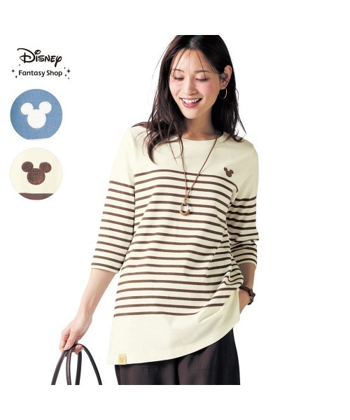 Disney（ディズニー）の「ミッキーモチーフのパネルボーダーチュニック（チュニック・レディース・ブラウン系その他/ブルー系・3L/LL/L/M/S）」の3枚目の写真