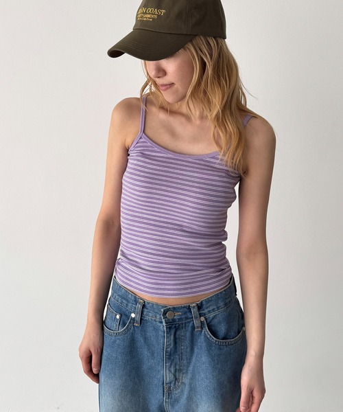 CANAL JEAN(キャナルジーン)の「Lakey Park ボーダーキャミ(キャミソール・レディース・サックスブルー/ネイビー/ラベンダー・ONE SIZE)」の3枚目の写真