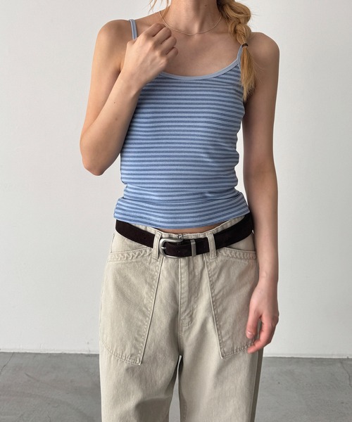 CANAL JEAN(キャナルジーン)の「Lakey Park ボーダーキャミ(キャミソール・レディース・サックスブルー/ネイビー/ラベンダー・ONE SIZE)」の8枚目の写真