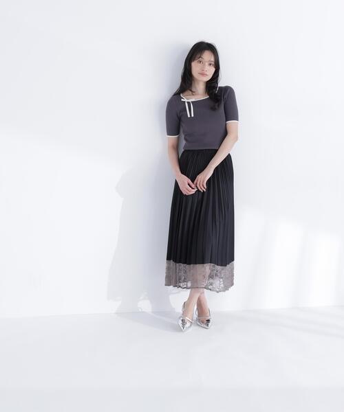 NATURAL BEAUTY BASIC(ナチュラルビューティーベーシック)の「ヘムレースプリーツスカート(スカート・レディース・ブラック/ベージュ・MEDIUM/P/S)」の20枚目の写真