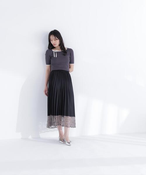 NATURAL BEAUTY BASIC(ナチュラルビューティーベーシック)の「ヘムレースプリーツスカート(スカート・レディース・ブラック/ベージュ・MEDIUM/P/S)」の22枚目の写真