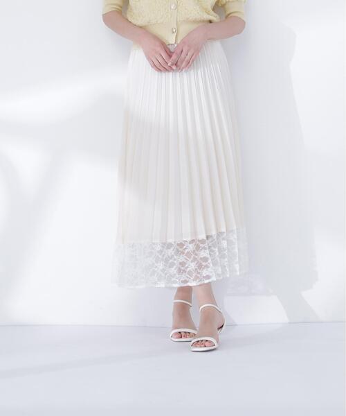 NATURAL BEAUTY BASIC(ナチュラルビューティーベーシック)の「ヘムレースプリーツスカート(スカート・レディース・ブラック/ベージュ・MEDIUM/P/S)」の5枚目の写真