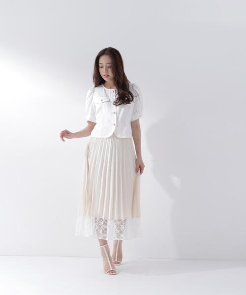 NATURAL BEAUTY BASIC(ナチュラルビューティーベーシック)の「ヘムレースプリーツスカート(スカート・レディース・ブラック/ベージュ・MEDIUM/P/S)」の7枚目の写真