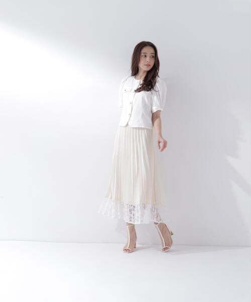 NATURAL BEAUTY BASIC(ナチュラルビューティーベーシック)の「ヘムレースプリーツスカート(スカート・レディース・ブラック/ベージュ・MEDIUM/P/S)」の10枚目の写真