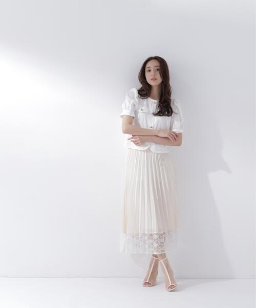 NATURAL BEAUTY BASIC(ナチュラルビューティーベーシック)の「ヘムレースプリーツスカート(スカート・レディース・ブラック/ベージュ・MEDIUM/P/S)」の12枚目の写真