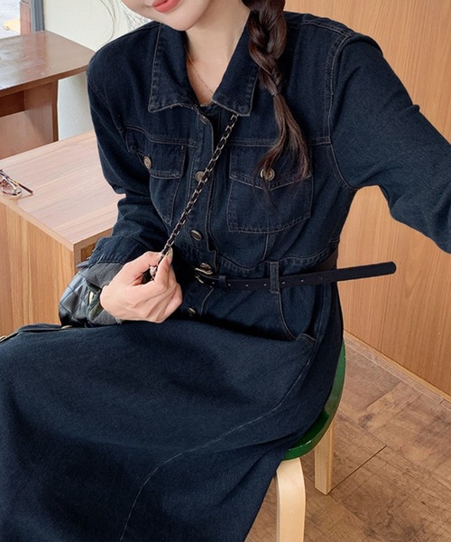 Girly Doll(ガーリードール)の「デニムフレアワンピース(ワンピース・レディース・ネイビー・F)」の9枚目の写真
