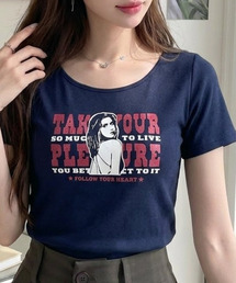 グリッターgirl Uネック 半袖 Tシャツ