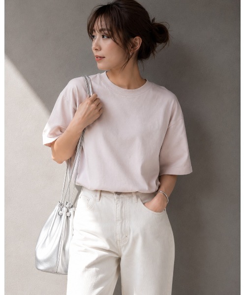tokohana（トコハナ）の「夏服Tシャツ 半袖 無地 レディース  メンズ 綿100％（Tシャツ/カットソー・レディース・ブラック/パープル系その他/ピンクベージュ・M/L）」の3枚目の写真