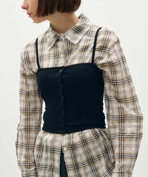 full/fill.(フルフィル)の「front button rib camisole / フロントボタンリブキャミソール(キャミソール・レディース・ライトグレー/ブラック/グレー・FREE)」の3枚目の写真