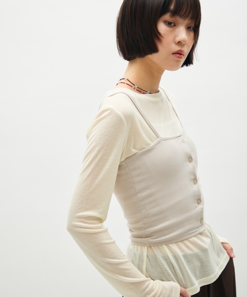 full/fill.(フルフィル)の「front button rib camisole / フロントボタンリブキャミソール(キャミソール・レディース・ライトグレー/ブラック/グレー・FREE)」の5枚目の写真