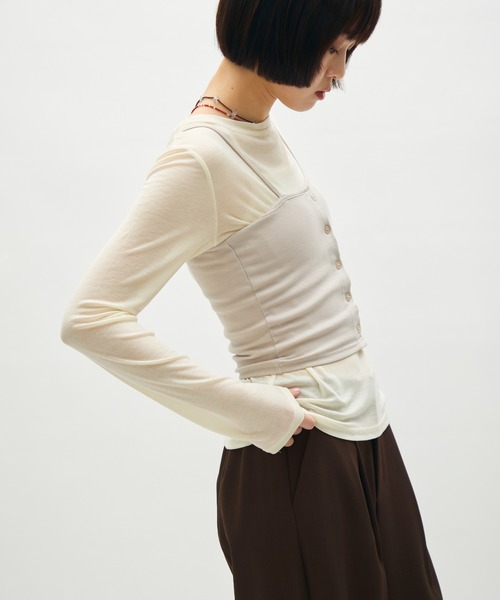 full/fill.(フルフィル)の「front button rib camisole / フロントボタンリブキャミソール(キャミソール・レディース・ライトグレー/ブラック/グレー・FREE)」の6枚目の写真