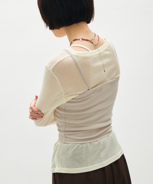 full/fill.(フルフィル)の「front button rib camisole / フロントボタンリブキャミソール(キャミソール・レディース・ライトグレー/ブラック/グレー・FREE)」の7枚目の写真