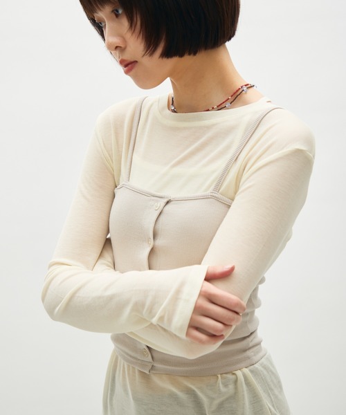 full/fill.(フルフィル)の「front button rib camisole / フロントボタンリブキャミソール(キャミソール・レディース・ライトグレー/ブラック/グレー・FREE)」の8枚目の写真