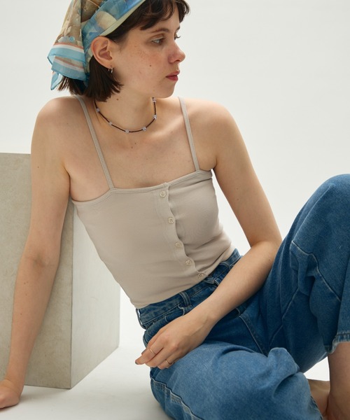 full/fill.(フルフィル)の「front button rib camisole / フロントボタンリブキャミソール(キャミソール・レディース・ライトグレー/ブラック/グレー・FREE)」の14枚目の写真