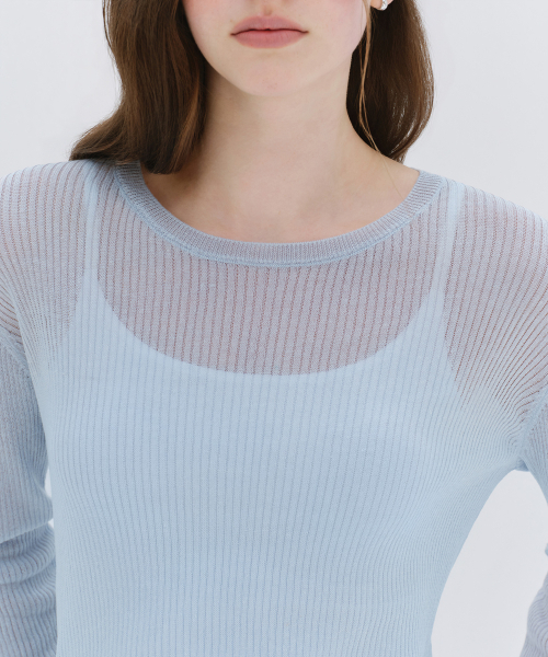 MUSINSA STANDARD WOMAN（ムシンサスタンダードウーマン）の「ウィメンズリネンブレンドリブシアニット[クラウディブルー]（ニット/セーター・レディース・その他・X-SMALL/SMALL/MEDIUM/LARGE）」の6枚目の写真