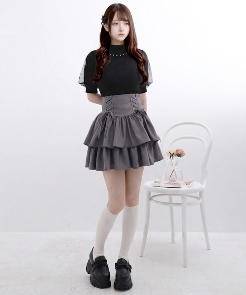DearMyLoveRose（ディアマイラブローズ）の「フリルリボン厚底ローファースニーカーパンプス（パンプス・レディース・ブラック/ブラウン・24cm/23.5cm/23cm/24.5cm）」の3枚目の写真