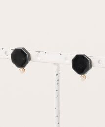 irodori/小さな八角と小さな淡水パールのpierce(黒）