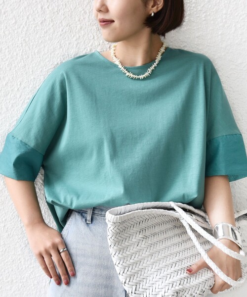 SHIPS(シップス)の「《一部追加》〈接触冷感 / 手洗い可能〉裾 バルーン シアー ドッキング プルオーバー(Tシャツ/カットソー・レディース・オフホワイト/ネイビー/グリーン/ダークグレー・ONE SIZE)」の12枚目の写真