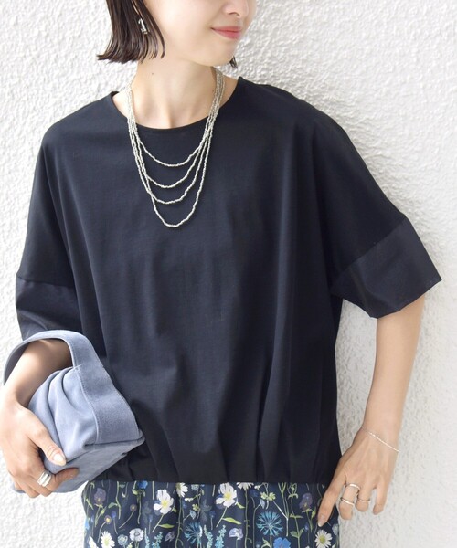 SHIPS(シップス)の「《一部追加》〈接触冷感 / 手洗い可能〉裾 バルーン シアー ドッキング プルオーバー(Tシャツ/カットソー・レディース・オフホワイト/ネイビー/グリーン/ダークグレー・ONE SIZE)」の18枚目の写真