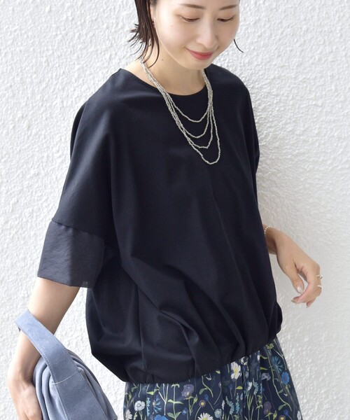 SHIPS(シップス)の「《一部追加》〈接触冷感 / 手洗い可能〉裾 バルーン シアー ドッキング プルオーバー(Tシャツ/カットソー・レディース・オフホワイト/ネイビー/グリーン/ダークグレー・ONE SIZE)」の21枚目の写真