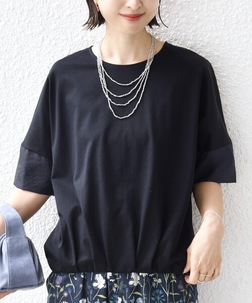 SHIPS(シップス)の「《一部追加》〈接触冷感 / 手洗い可能〉裾 バルーン シアー ドッキング プルオーバー(Tシャツ/カットソー・レディース・オフホワイト/ネイビー/グリーン/ダークグレー・ONE SIZE)」の22枚目の写真
