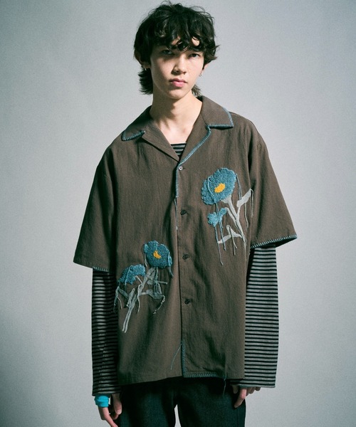 FLOWER EMBROIDERY SAGARA H/S SHIRT / フラワーサガラ刺繍