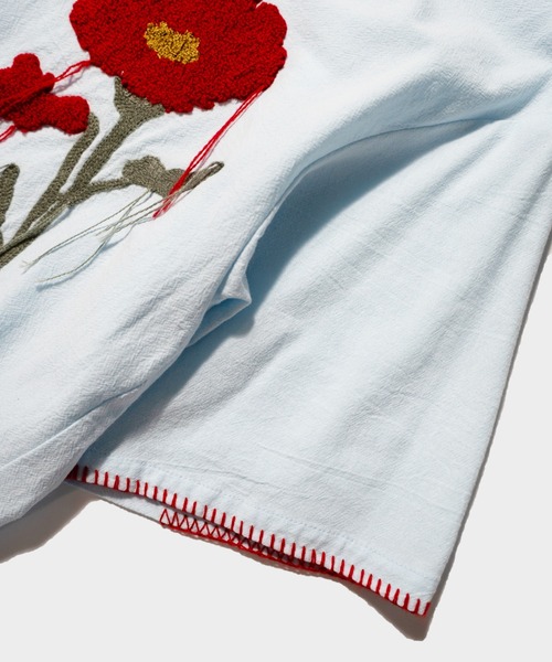 CAMPHOR WOOD(カンファーウッド)の「FLOWER EMBROIDERY SAGARA H/S SHIRT / フラワーサガラ刺繍ブランケットステッチシャツ(シャツ/ブラウス・メンズ・ブラウン系/サックスブルー/ホワイト・SMALL/MEDIUM/LARGE)」の21枚目の写真