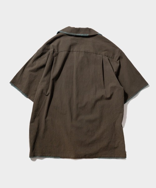 CAMPHOR WOOD(カンファーウッド)の「FLOWER EMBROIDERY SAGARA H/S SHIRT / フラワーサガラ刺繍ブランケットステッチシャツ(シャツ/ブラウス・メンズ・ブラウン系/サックスブルー/ホワイト・SMALL/MEDIUM/LARGE)」の6枚目の写真