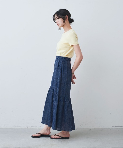 mensha!(メンシャ)の「mensha! まるでデニム!? 軽くてやわらかいデニガーゼスカート(スカート・レディース・ライトブラック/インディゴブルー/ブルー・M/L/LL/3L)」の13枚目の写真