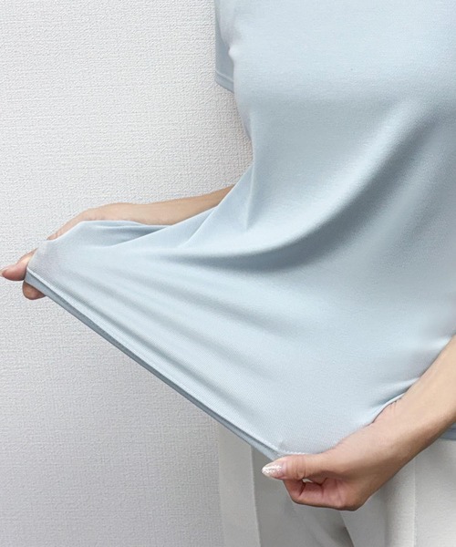 LOWO(ロワ)の「驚くほど伸びる上質素材Tシャツ(M.L)(Tシャツ/カットソー・レディース・ブルー/ホワイト/ピンク/ブラック/グレー・L/M)」の7枚目の写真
