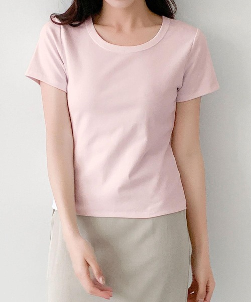 LOWO(ロワ)の「驚くほど伸びる上質素材Tシャツ(M.L)(Tシャツ/カットソー・レディース・ブルー/ホワイト/ピンク/ブラック/グレー・L/M)」の12枚目の写真