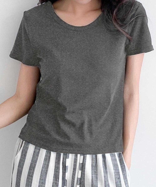 LOWO(ロワ)の「驚くほど伸びる上質素材Tシャツ(M.L)(Tシャツ/カットソー・レディース・ブルー/ホワイト/ピンク/ブラック/グレー・L/M)」の14枚目の写真