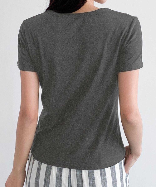 LOWO(ロワ)の「驚くほど伸びる上質素材Tシャツ(M.L)(Tシャツ/カットソー・レディース・ブルー/ホワイト/ピンク/ブラック/グレー・L/M)」の15枚目の写真