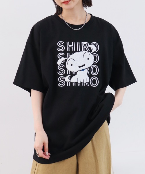 CORPUS SELECT(コーパストーキョー)の「【クレヨンしんちゃん】サガラ刺繍 オーバーサイズ 半袖Tシャツ(Tシャツ/カットソー・レディース・オートミール/ラベンダー/スカイブルー/ブラック・M/L)」の3枚目の写真