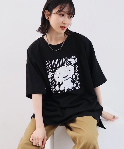 CORPUS SELECT(コーパストーキョー)の「【クレヨンしんちゃん】サガラ刺繍 オーバーサイズ 半袖Tシャツ(Tシャツ/カットソー・レディース・オートミール/ラベンダー/スカイブルー/ブラック・M/L)」の21枚目の写真