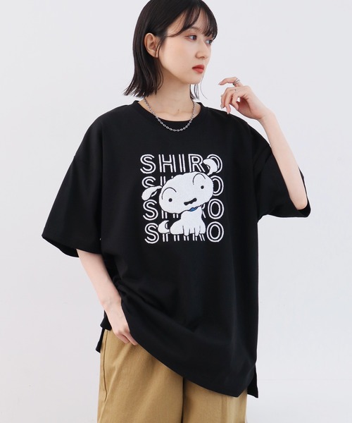 CORPUS SELECT(コーパストーキョー)の「【クレヨンしんちゃん】サガラ刺繍 オーバーサイズ 半袖Tシャツ(Tシャツ/カットソー・レディース・オートミール/ラベンダー/スカイブルー/ブラック・M/L)」の22枚目の写真