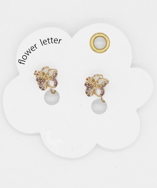 Zoule(ゾーラ)の「Zoule ゾーラ:FLOWER LETTER SERIES jewel flower letter6 花言葉 ハイビスカス イヤリング(イヤリング・レディース・ゴールド・FREE)」の3枚目の写真