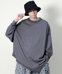 DEMARC（ドゥマーク）の「アシンメトリーオーバーサイズアンバランス長袖Tシャツチャコール（Tシャツ/カットソー）」