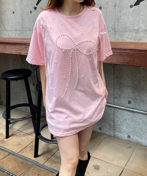 ROGER AND RAW(ロジャーアンドロウ)の「パール×リボン モチーフTシャツ(Tシャツ/カットソー・レディース・ホワイト/ブラック/ピンク・FREE)」の21枚目の写真