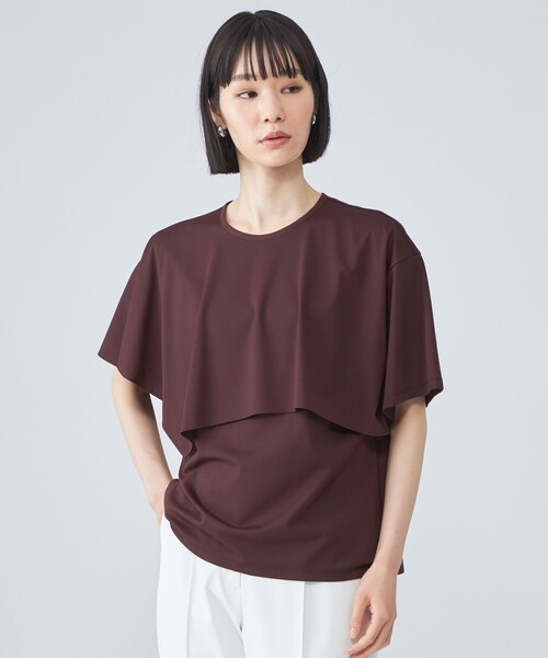 CAST:(キャストコロン)の「【接触冷感】アシンメトリートップス(Tシャツ/カットソー・レディース・オフホワイト/ワイン/ブラック/ネイビー/グリーン・M)」の5枚目の写真
