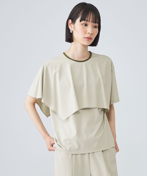 CAST:(キャストコロン)の「【接触冷感】アシンメトリートップス(Tシャツ/カットソー・レディース・オフホワイト/ワイン/ブラック/ネイビー/グリーン・M)」の3枚目の写真