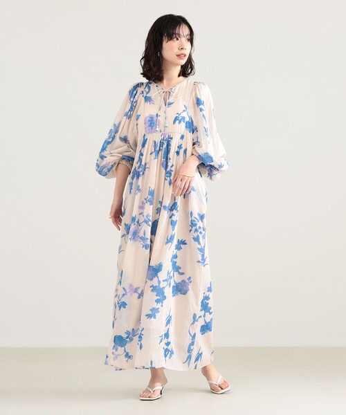 Demi-Luxe BEAMS(デミルクス ビームス)の「ne Quittez pas / ローズ スモック ワンピース(ワンピース・レディース・ホワイト系その他5/グリーン・MEDIUM)」の2枚目の写真