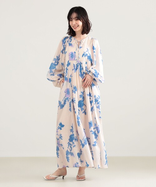 Demi-Luxe BEAMS(デミルクス ビームス)の「ne Quittez pas / ローズ スモック ワンピース(ワンピース・レディース・ホワイト系その他5/グリーン・MEDIUM)」の4枚目の写真